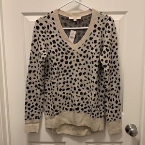 LOFT Leopard V-Neck Sweater